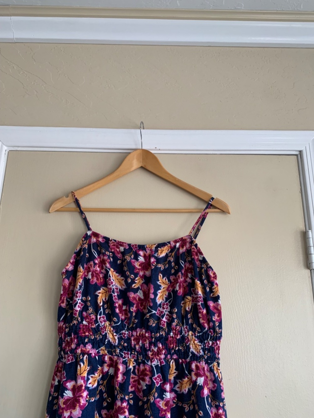 Old Navy Blue Punk Floral Line Blend MIDI Sundress Sz.L Beach Hawaiian Dress - Picture 2 of 10